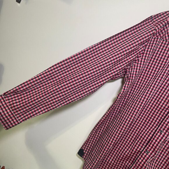 Men's 2XL Marc Ecko Red & Black Plaid Long Sleeve Button Down Shirt - Picture 4 of 6